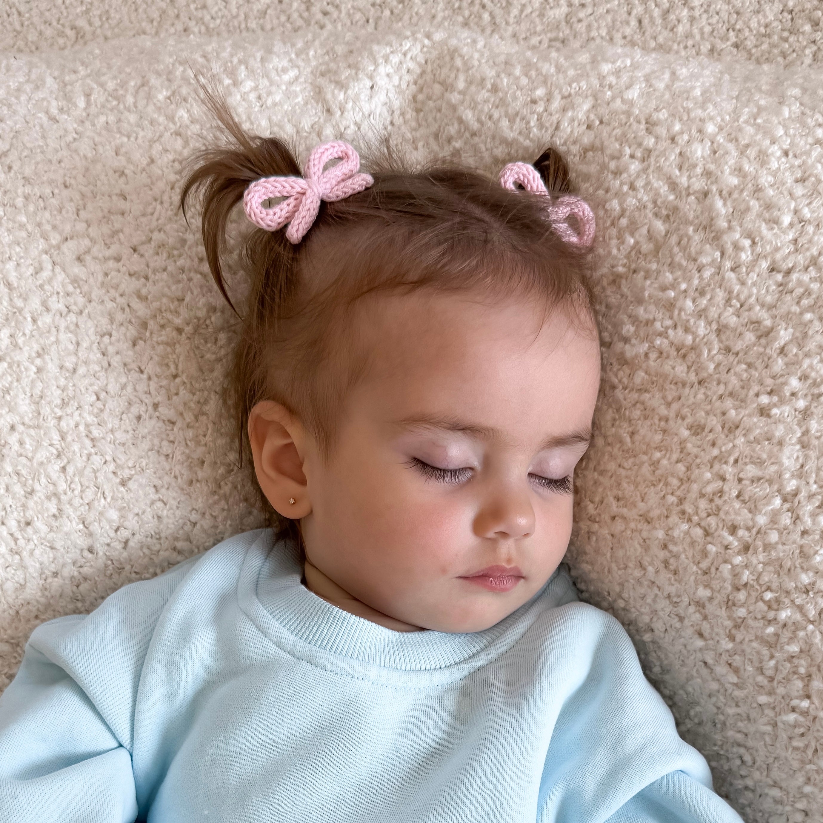 Crochet Ribbon Pigtail Set | Pink Frost