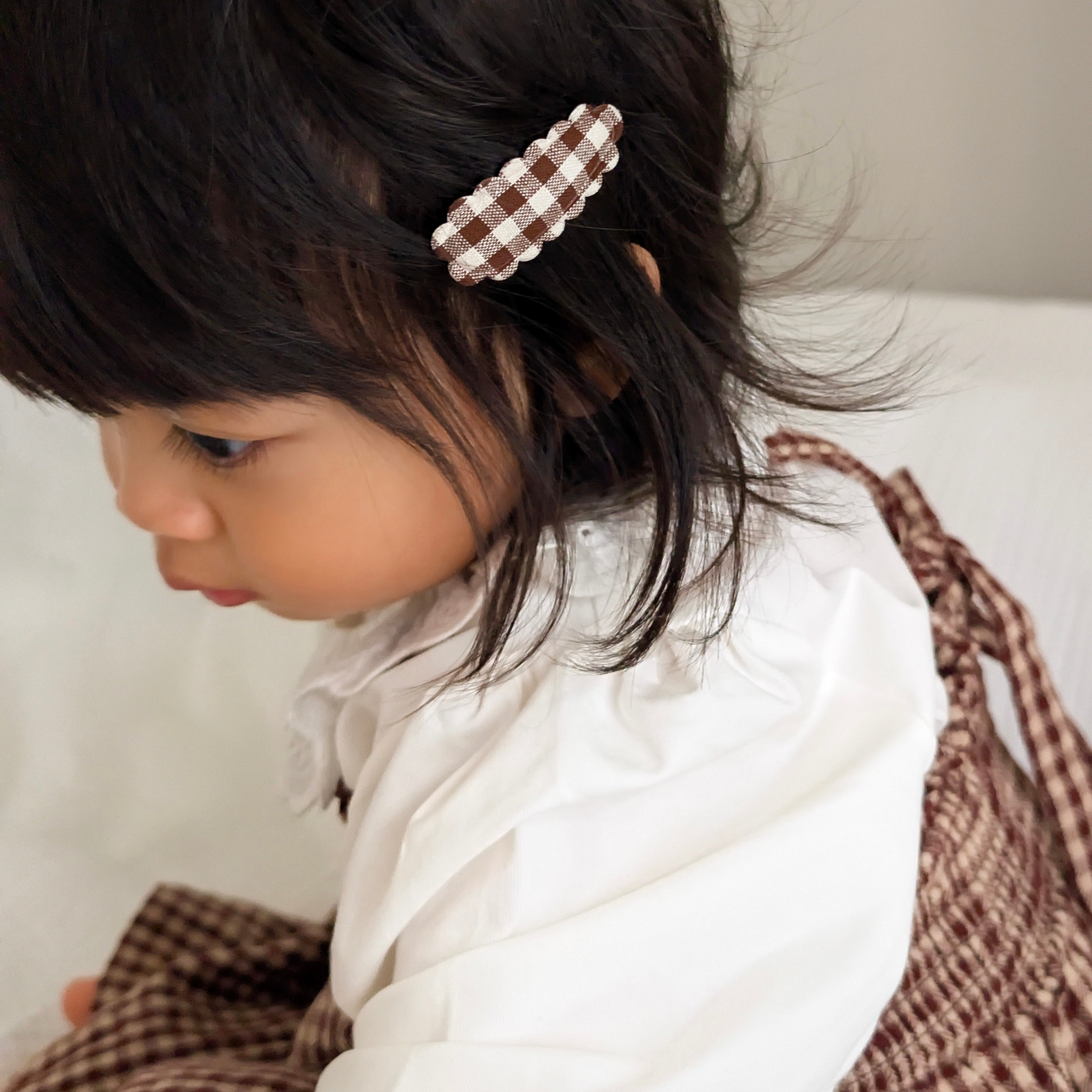 Dainty Snap Clips | Teddy Gingham