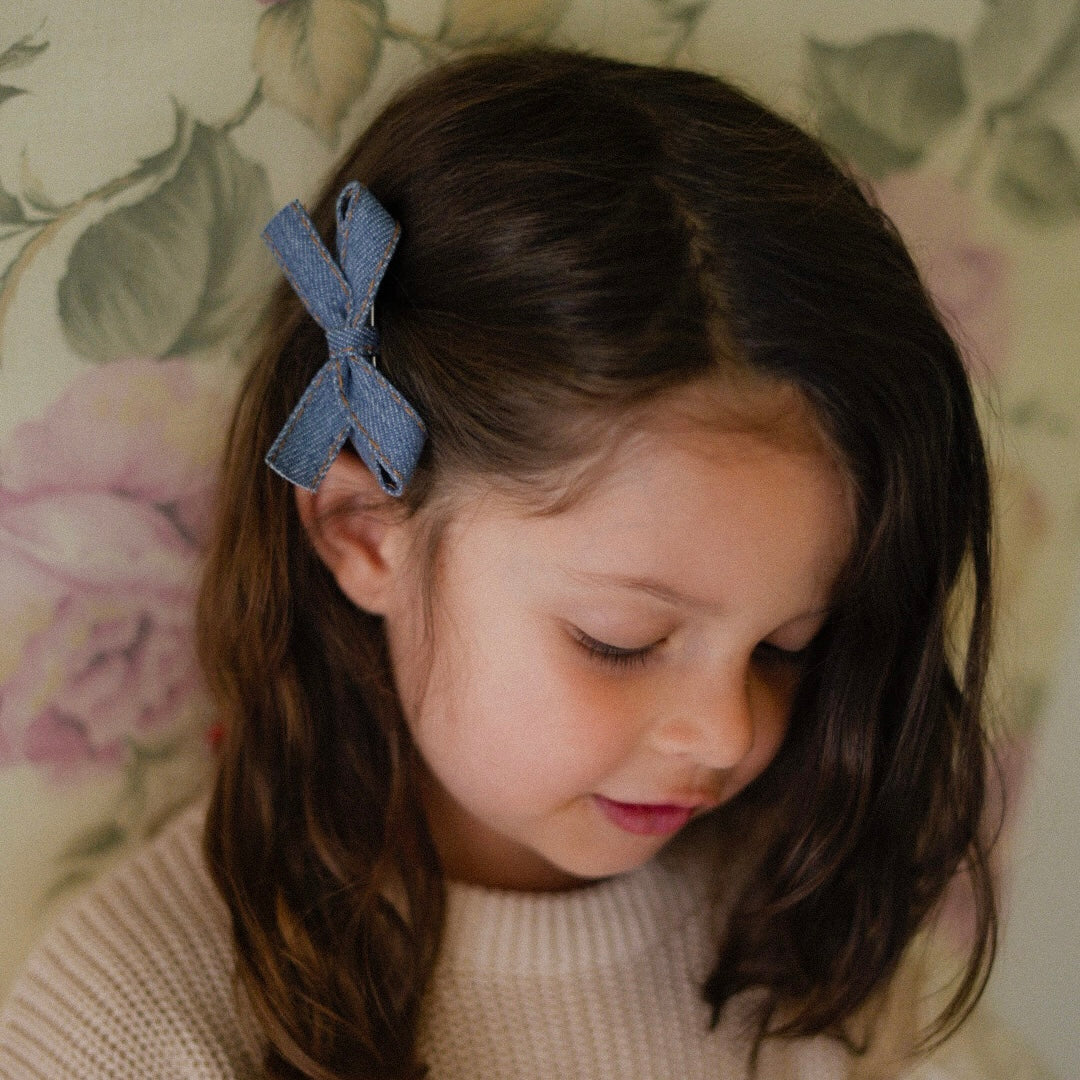 Ribbonette Bow | Vintage Denim