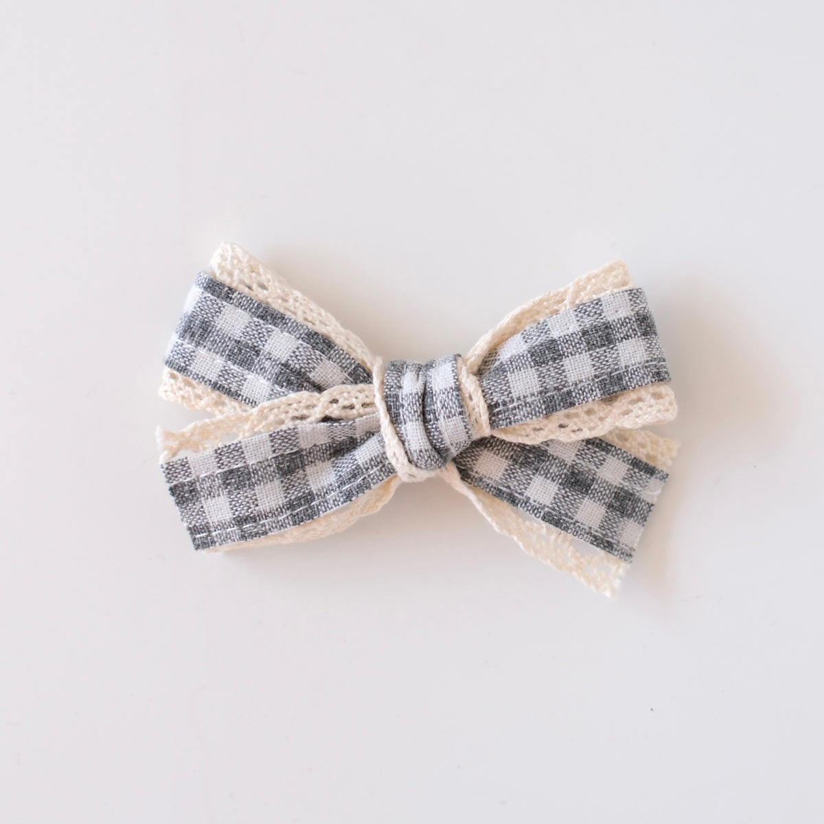 Classic Bow | Misty Ash Gingham Lace