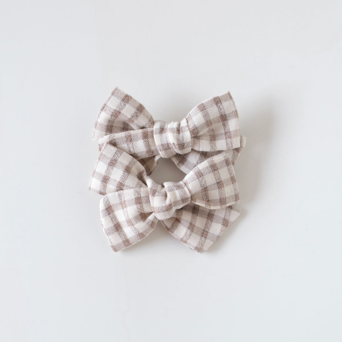 Pinwheel Pigtail Set | Taupe Gingham