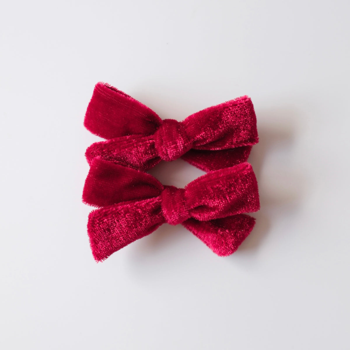 Mini Velvet Pigtail Set | Santa Red