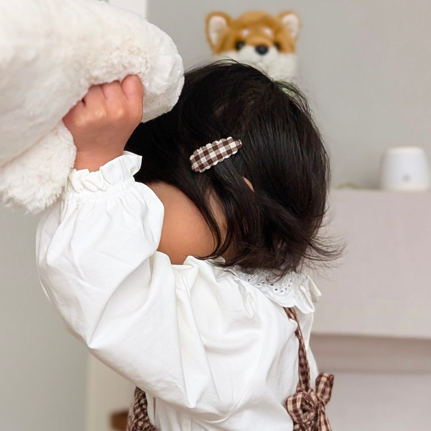 Dainty Snap Clips | Teddy Gingham
