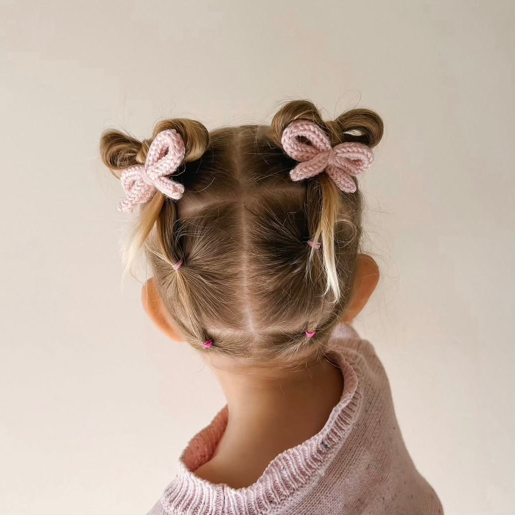 Crochet Ribbon Pigtail Set | Merry Pink