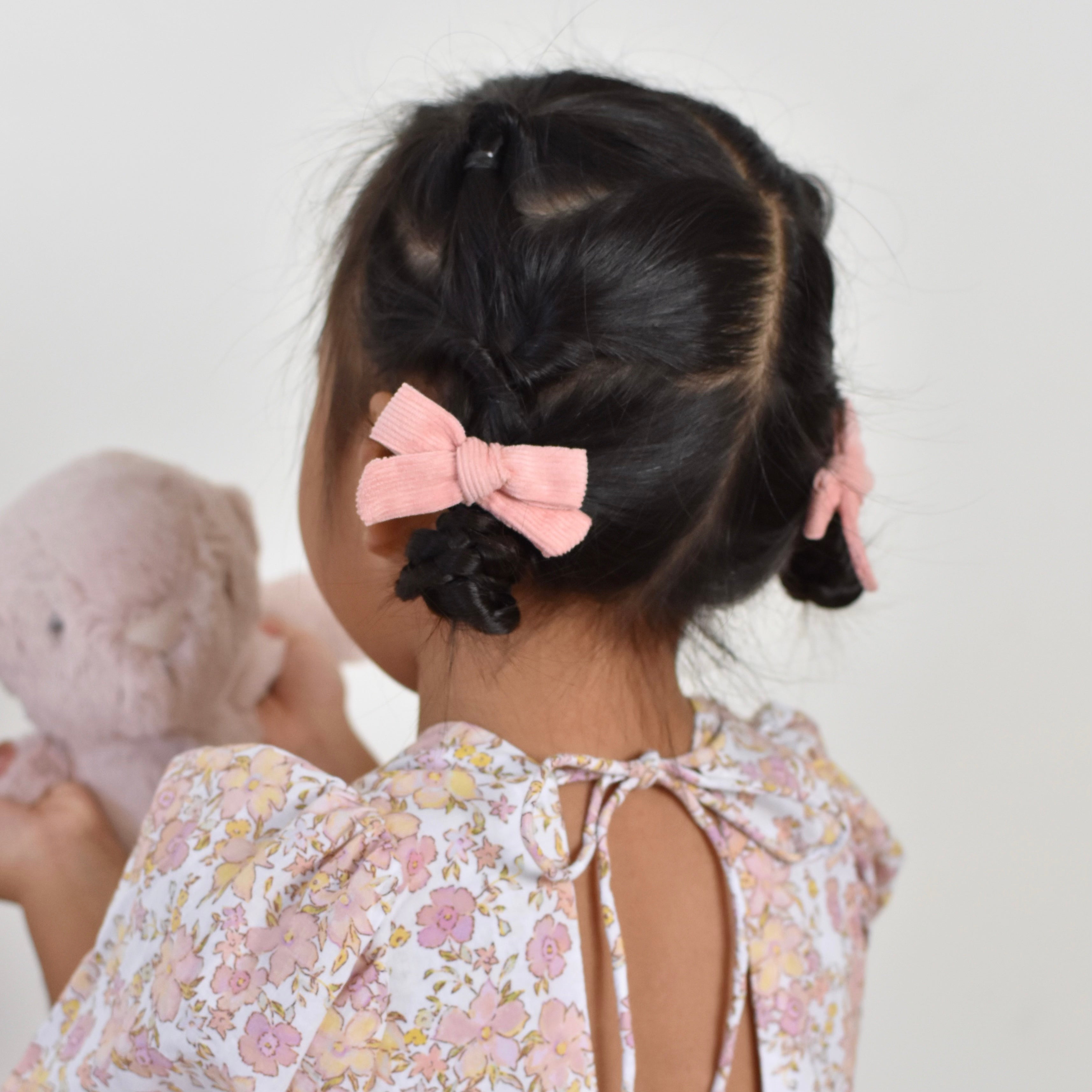 Schoolgirl Pigtail Set // Pink Rose Corduroy