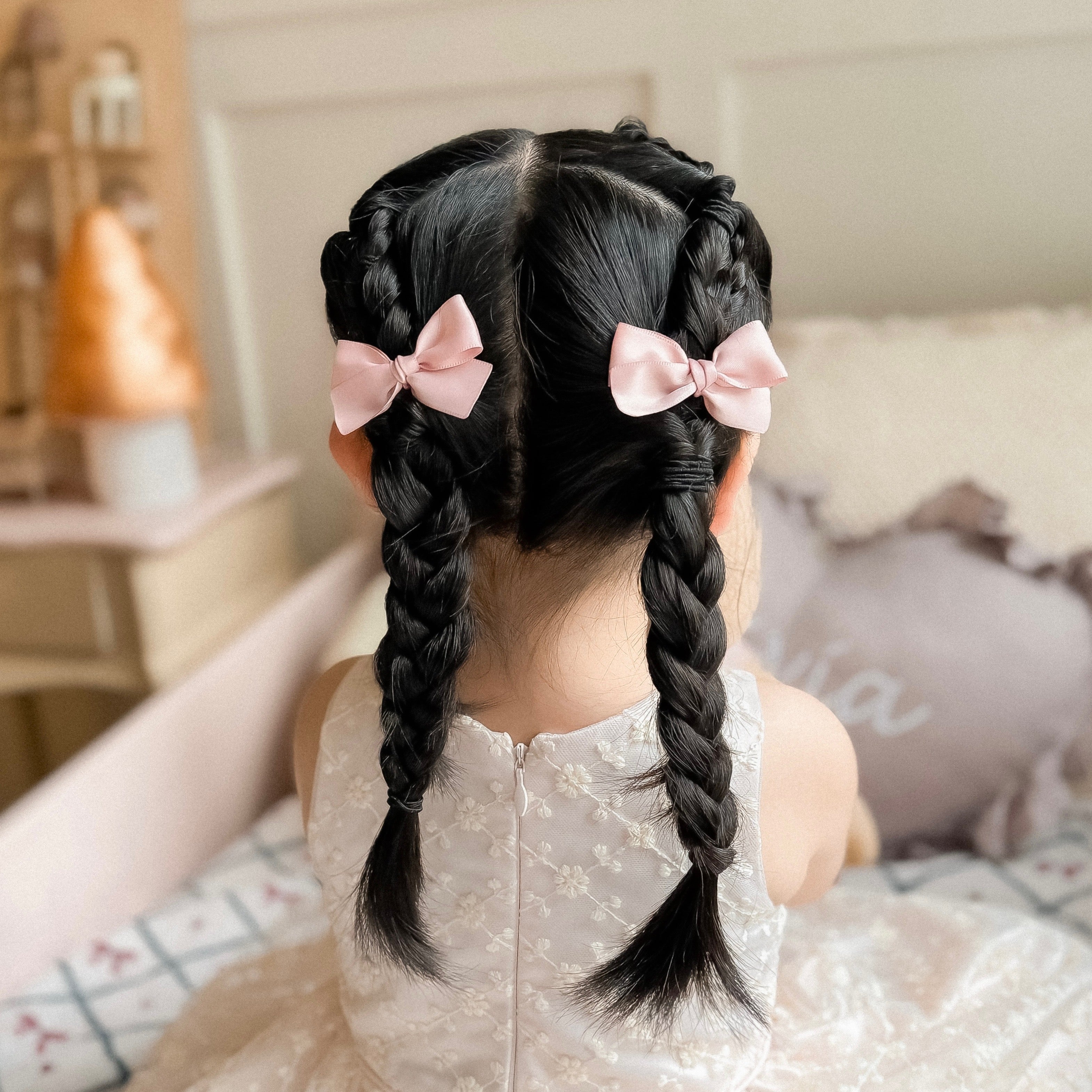 Satin Pigtail Set | Pink Champagne
