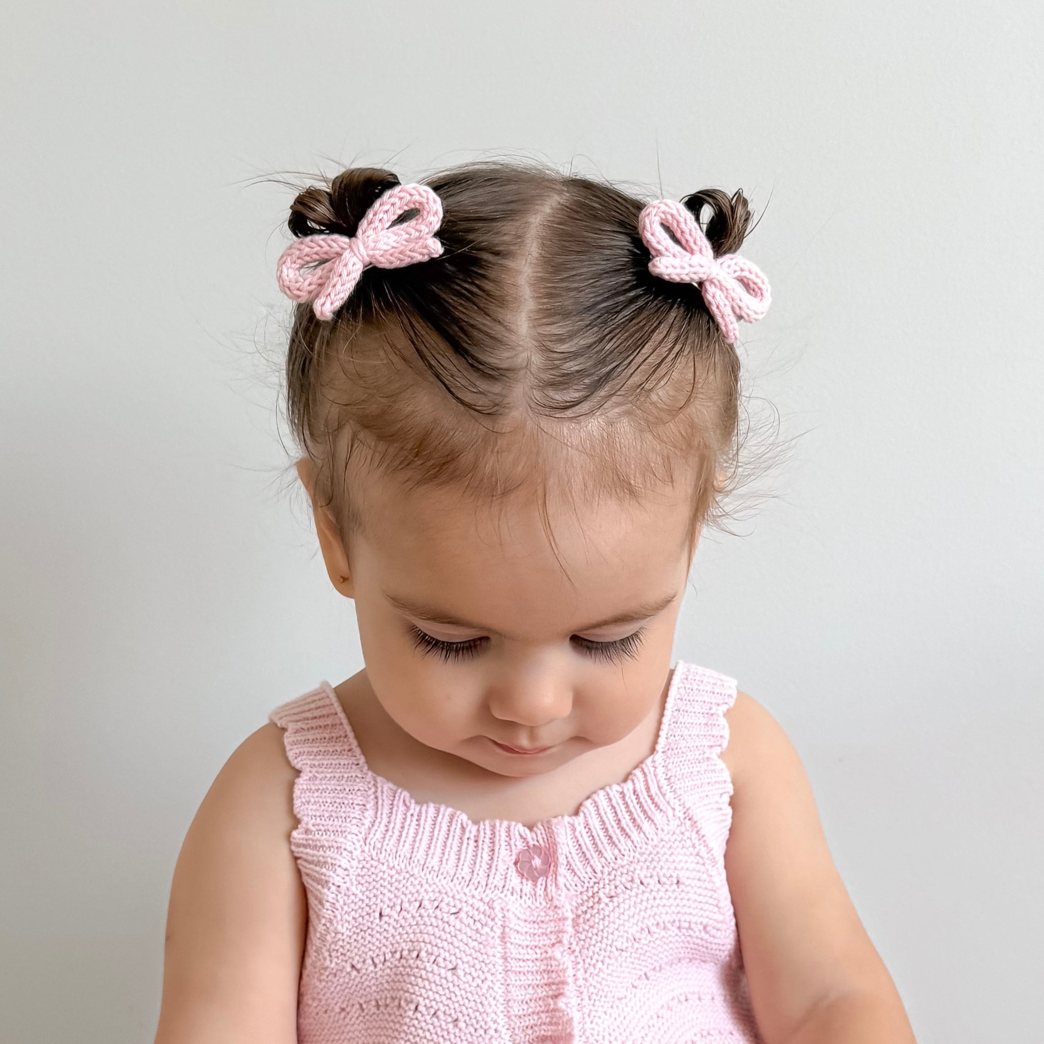 Crochet Ribbon Pigtail Set | Pink Frost