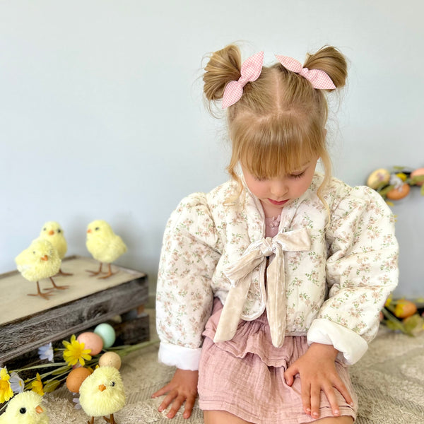 Bunny Pigtail Set // Rosey Gingham