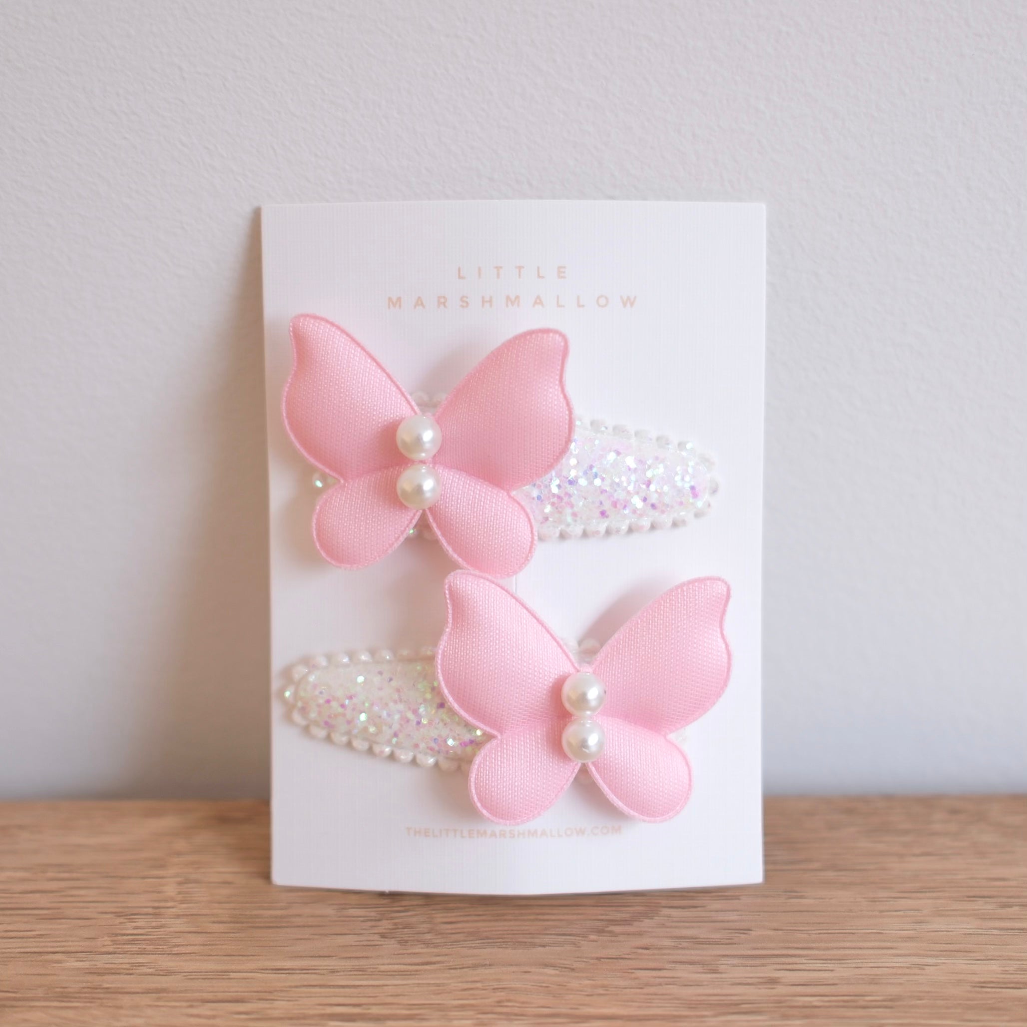 Butterfly Snap Clip // Opal Glitter - Strawberry Pink
