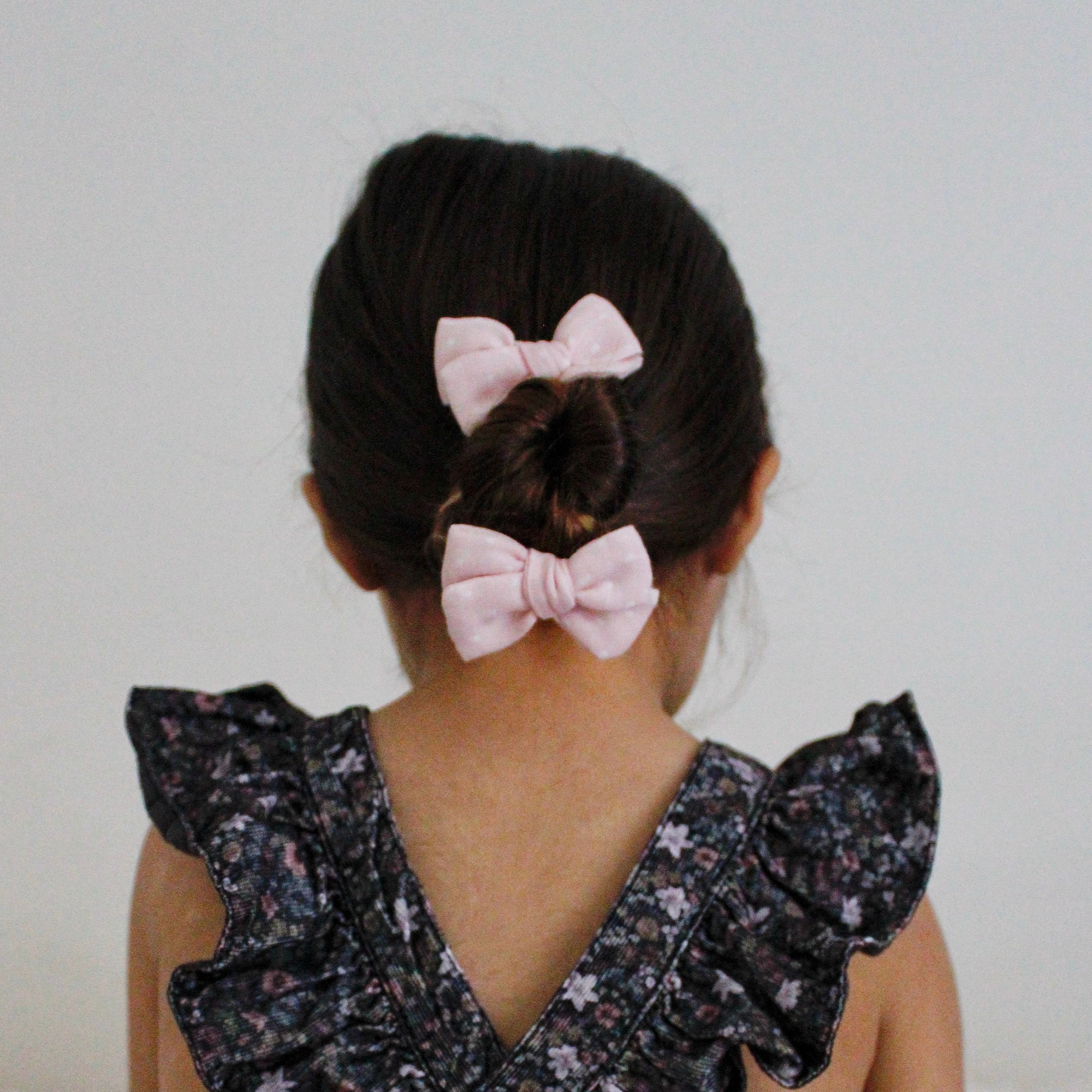 Pinwheel Pigtail Set | Soft Pink Dots