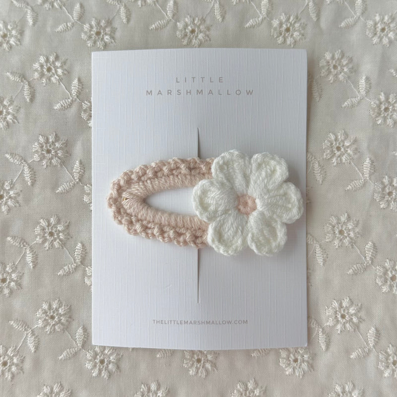 Flower Crochet Clip // Blush Cream