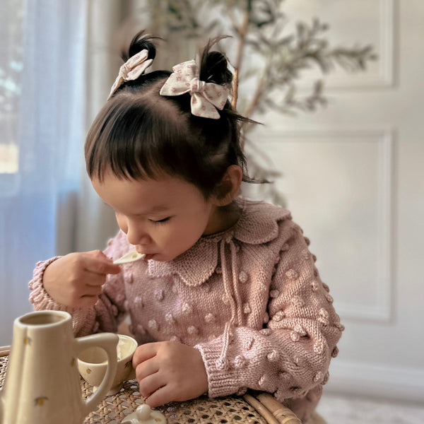 Pinwheel Pigtail Set // Rosy Blossoms