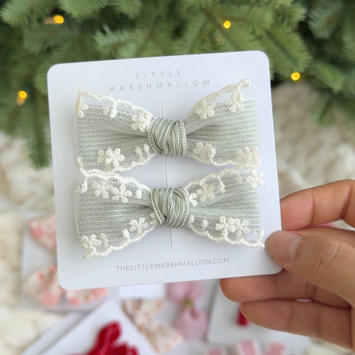 Petal Pigtail Set | Sage Snowfall