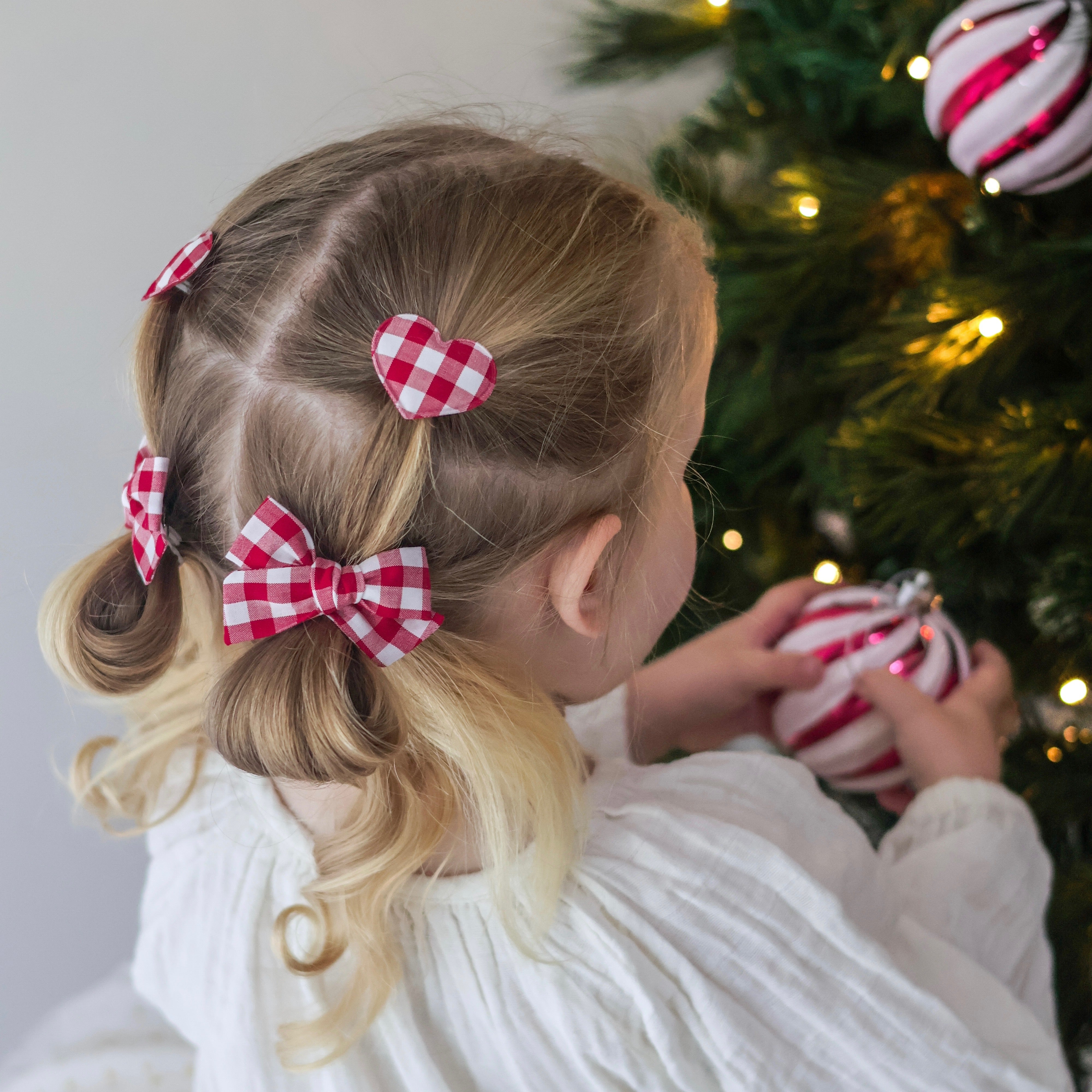 Heart Snap Clips | Christmas Gingham