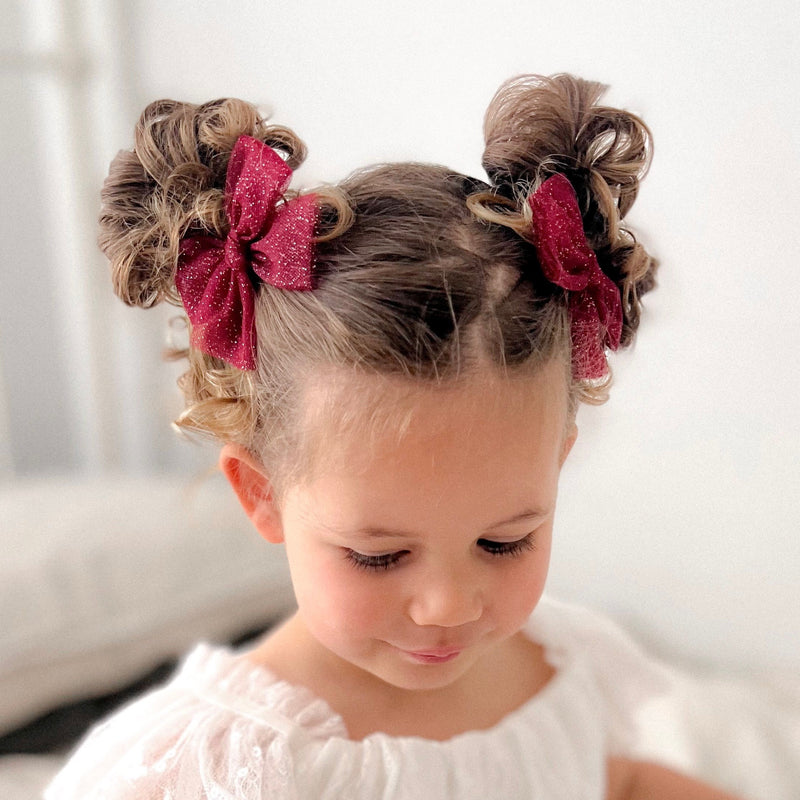 Tulle Pigtail Set // Christmas Glitter - Red