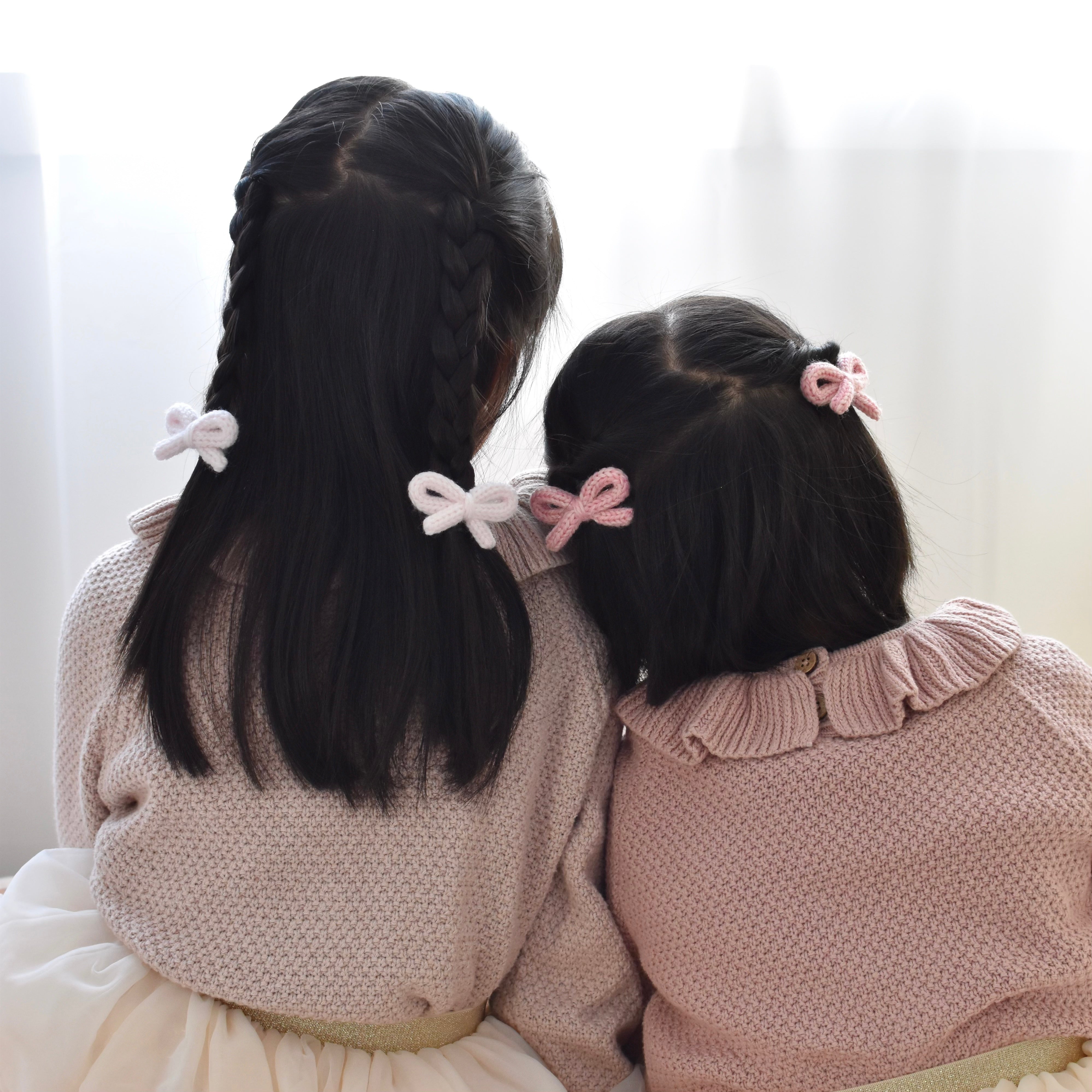 Crochet Ribbon Pigtail Set | Icy Pink
