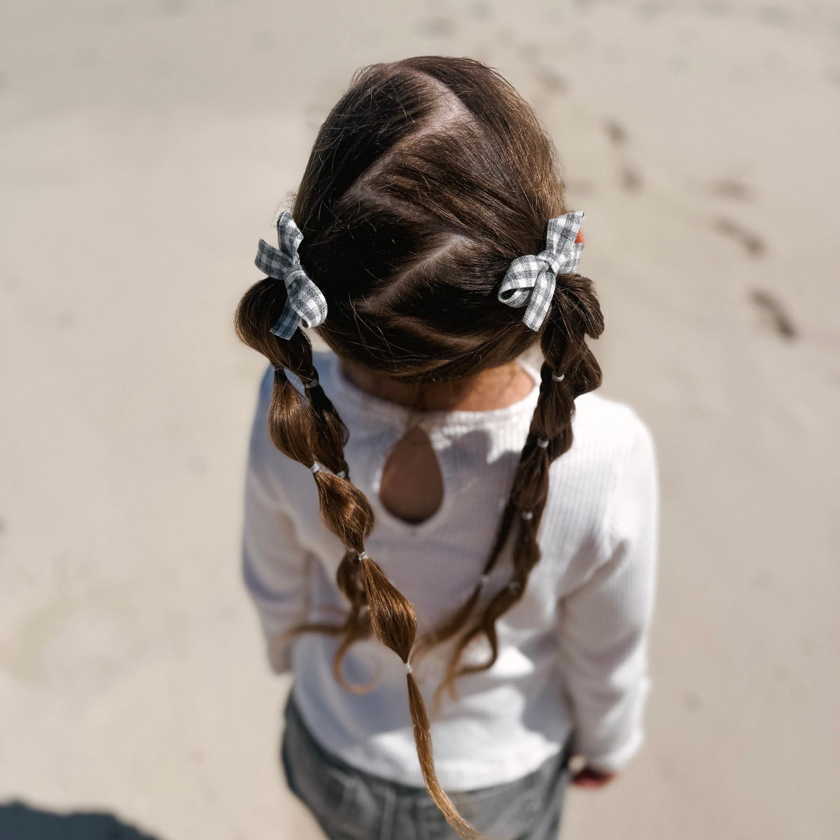 Ribbonette Pigtail Set | Misty Ash Gingham