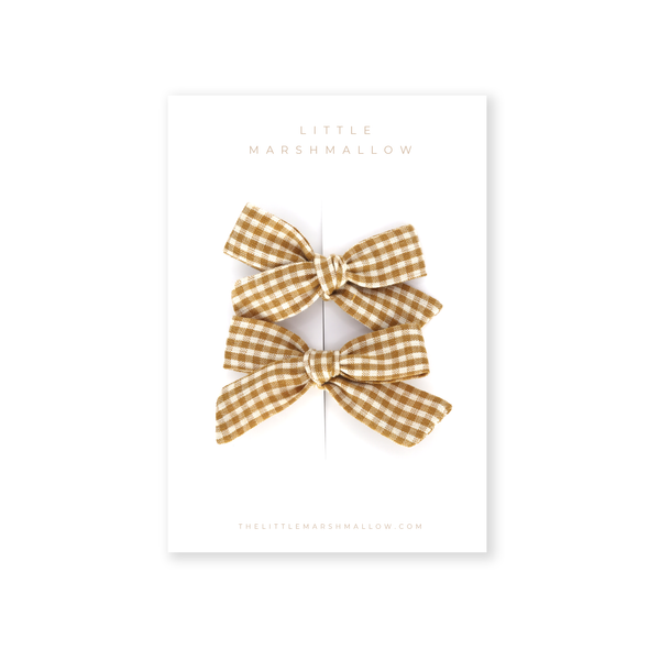 Classic Pigtail Set // Butterscotch Microcheck