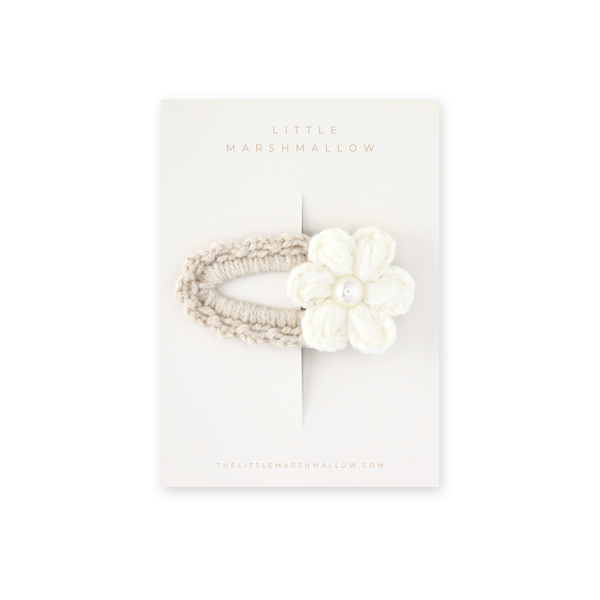 Flower Crochet Clip // Camellia - Pearl White