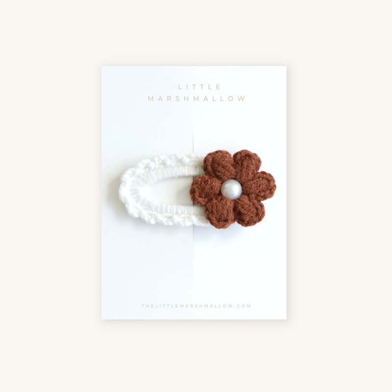 Flower Crochet Clip // Camellia - Chocolate