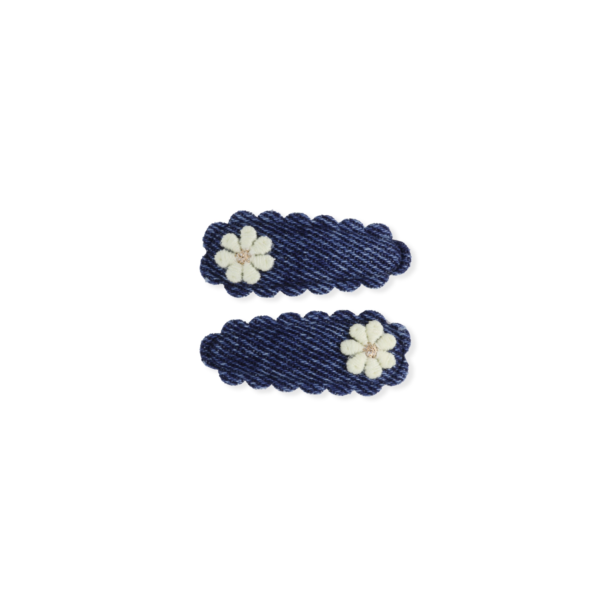 Dainty Snap Clips | Denim Blossom