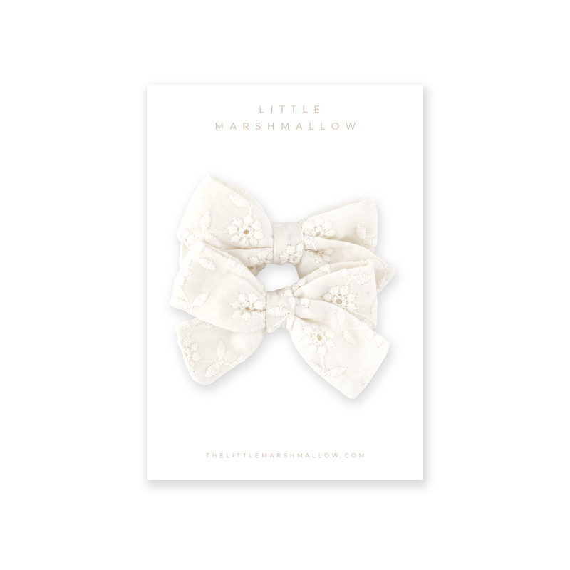 Harper Pigtail Set // Ecru Broidery