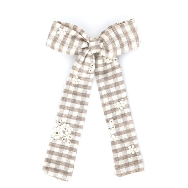 Harper Longtail Bow // Gingham Gardenia