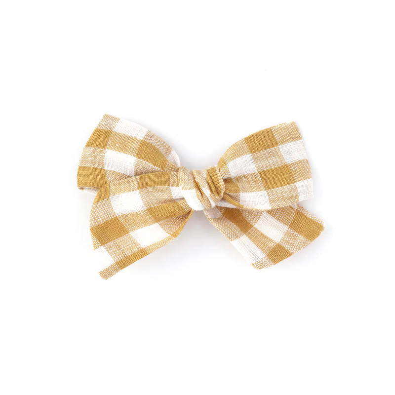 Large Pinwheel Bow // Honey Checked Linen