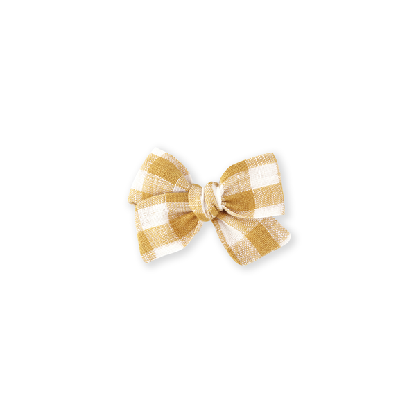 Mini Pinwheel Bow // Honey Checked Linen