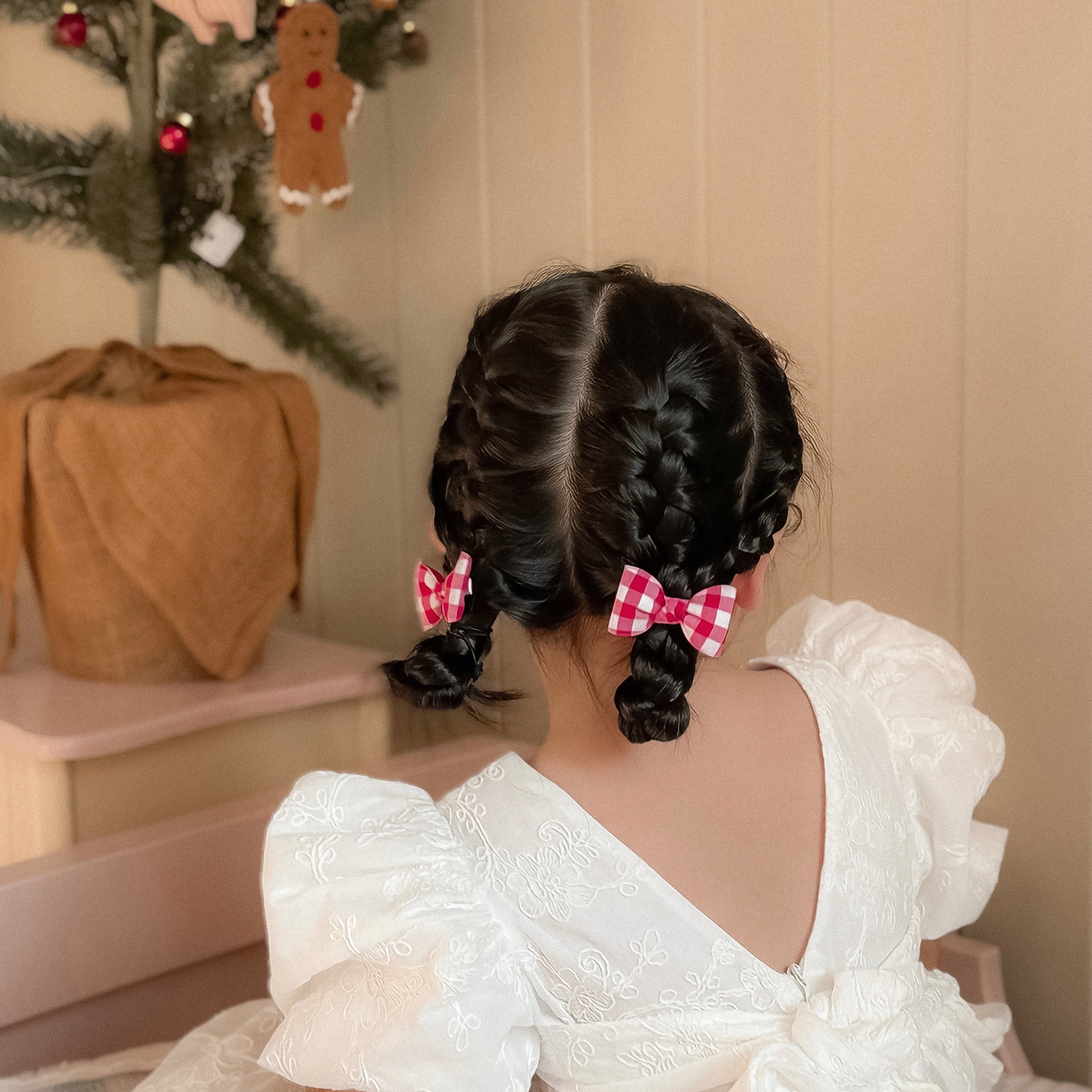 Petite Pigtail Set | Christmas Gingham