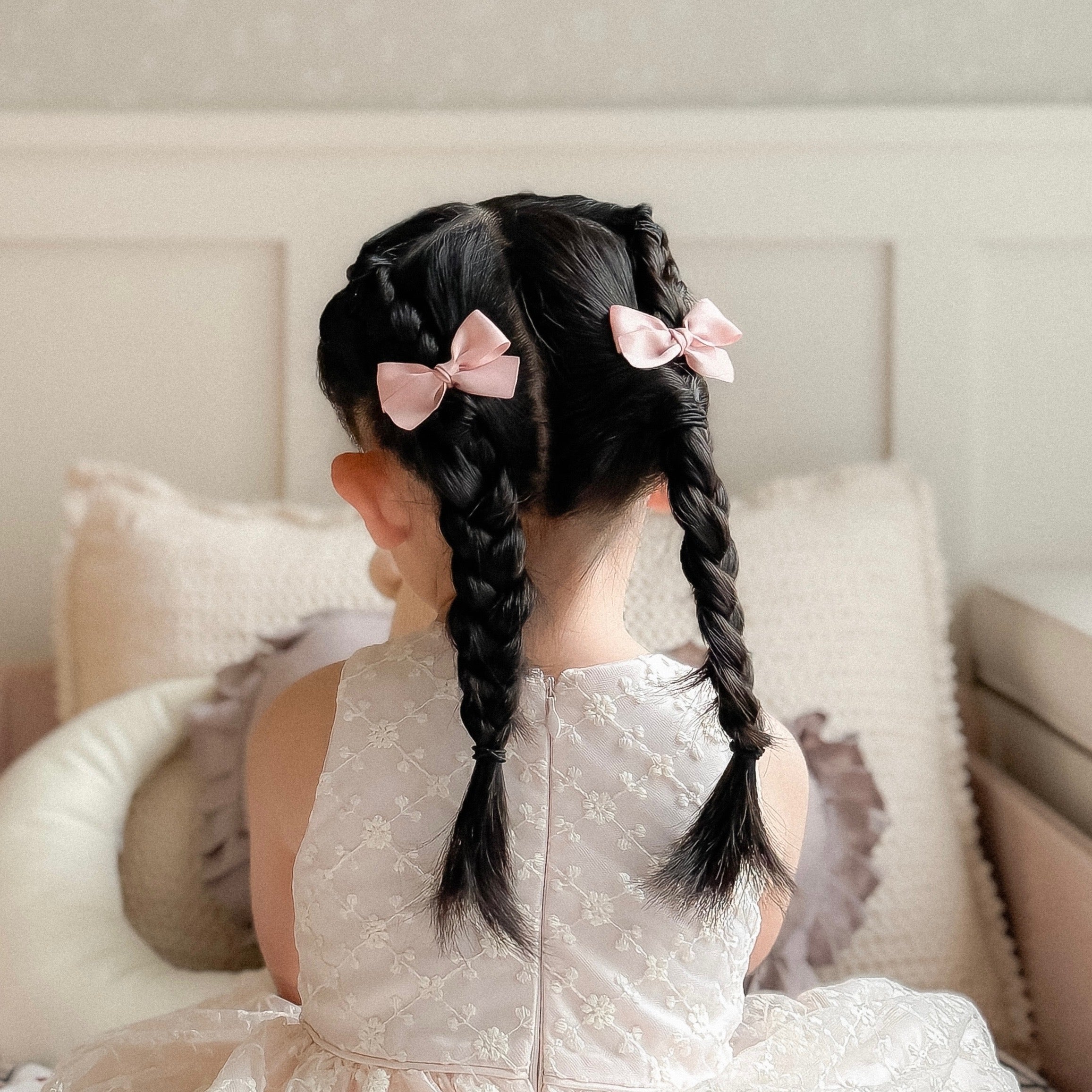 Satin Pigtail Set | Pink Champagne