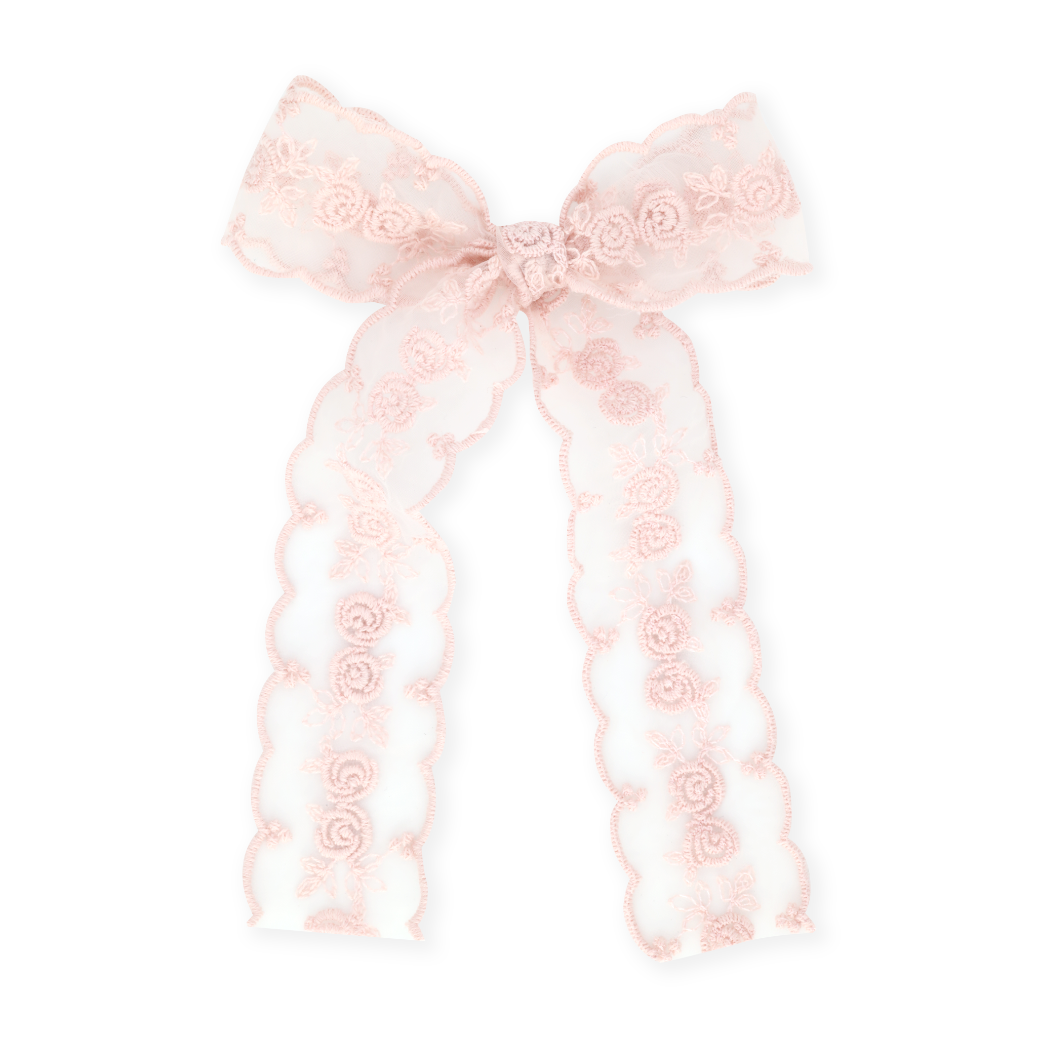 Lace Longtail Bow | Iris - Misty Pink
