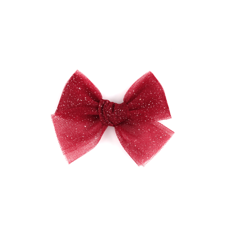 Mini Tulle Bow // Christmas Glitter - Red