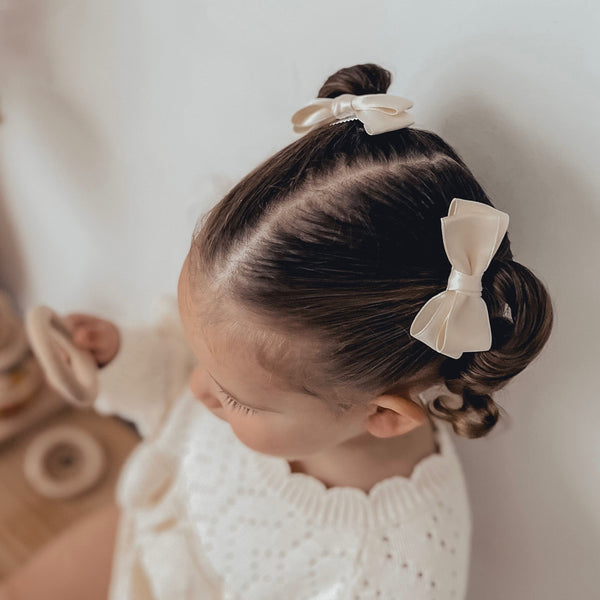Pixie Pigtail Set // Ivory Satin