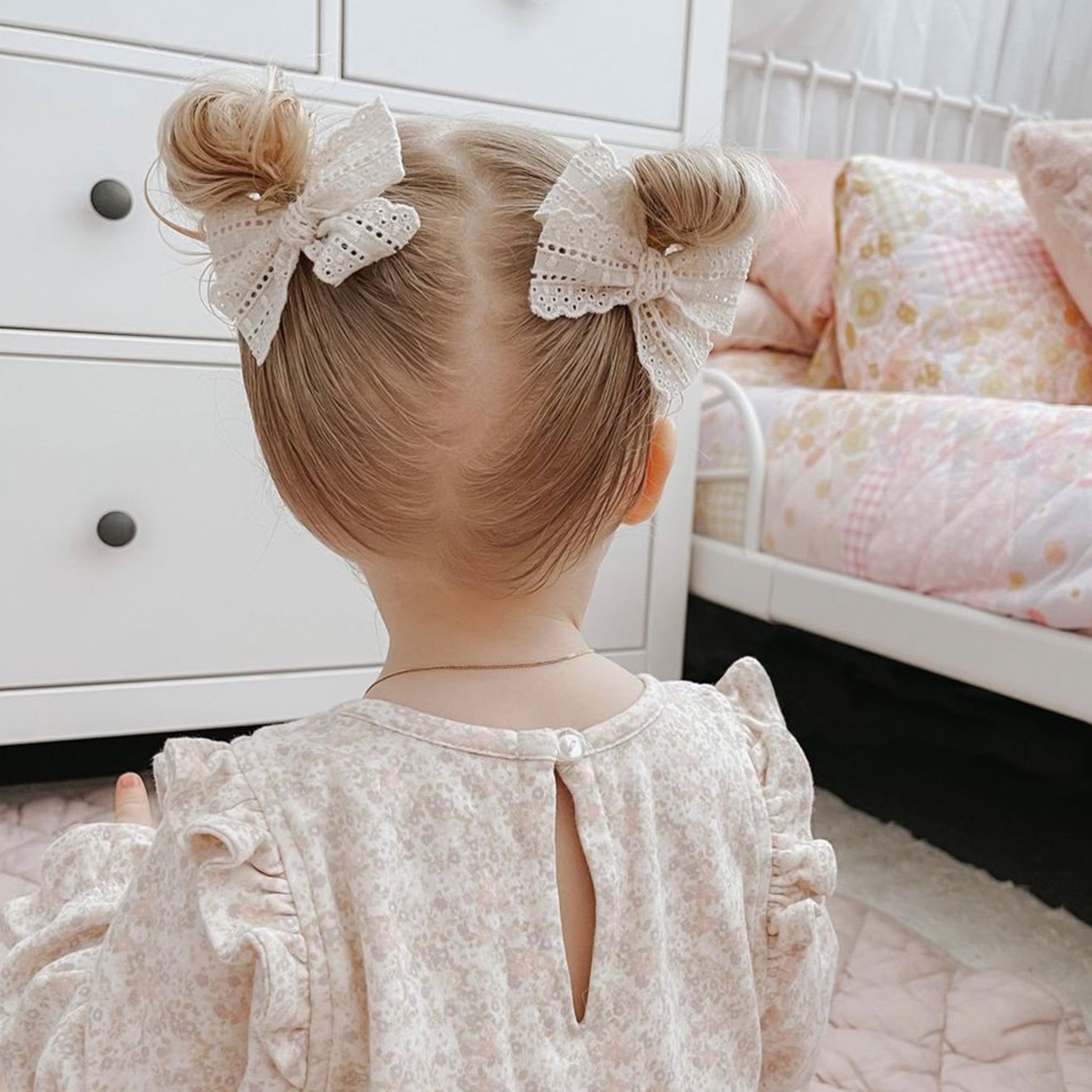 Lace Pigtail Set | Cream Eyelet